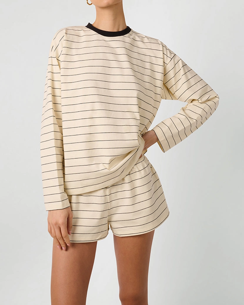 Long Sleeve Stripe Boxy Shirt