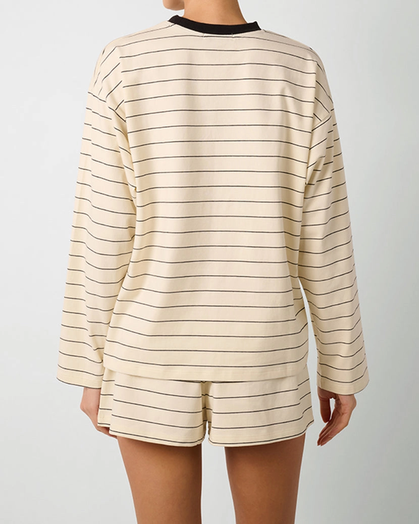 Long Sleeve Stripe Boxy Shirt