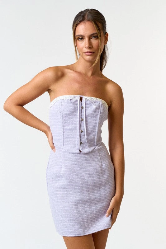 Lorraine Tweed Corset Mini Dress