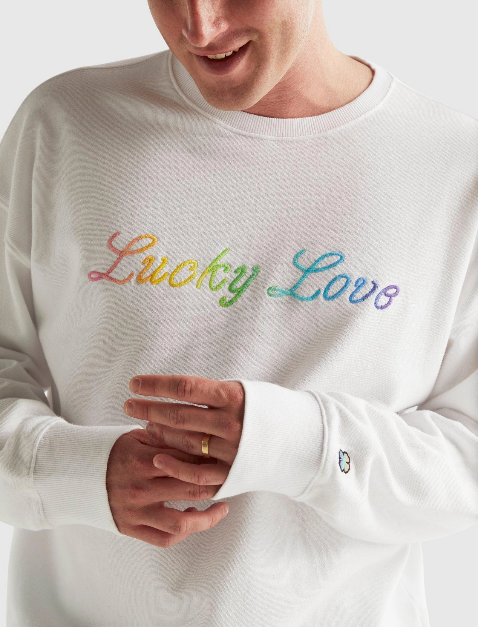 Lucky Brand Mens Pride Lucky Love Gender Neutral Crewneck