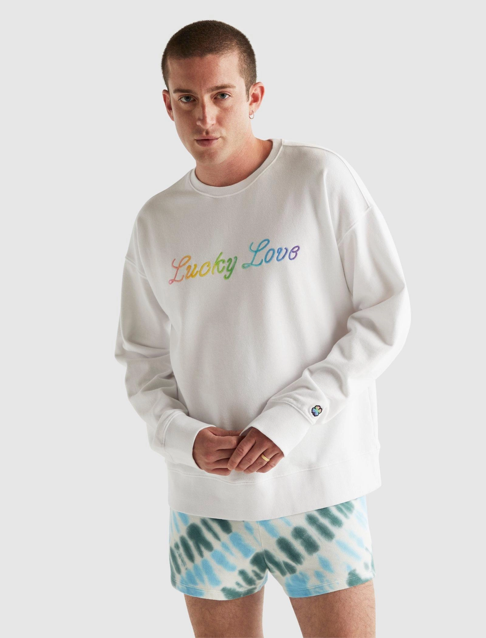 Lucky Brand Mens Pride Lucky Love Gender Neutral Crewneck