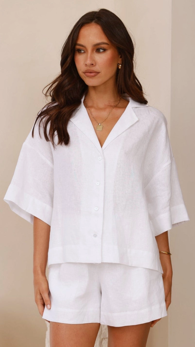 Luna Button Up Shirt - White