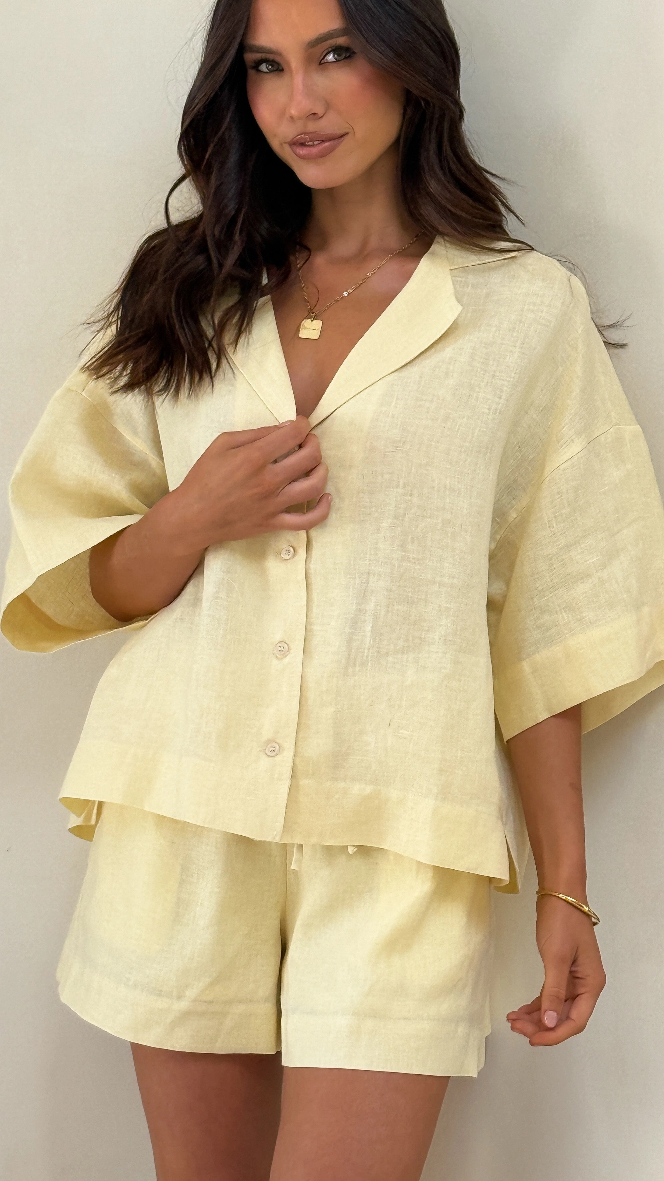 Luna Button Up Shirt - Yellow