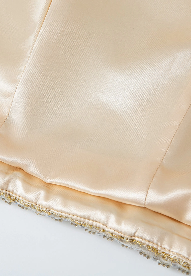 Lurex-detail Checked Embellished Cropped Jacket