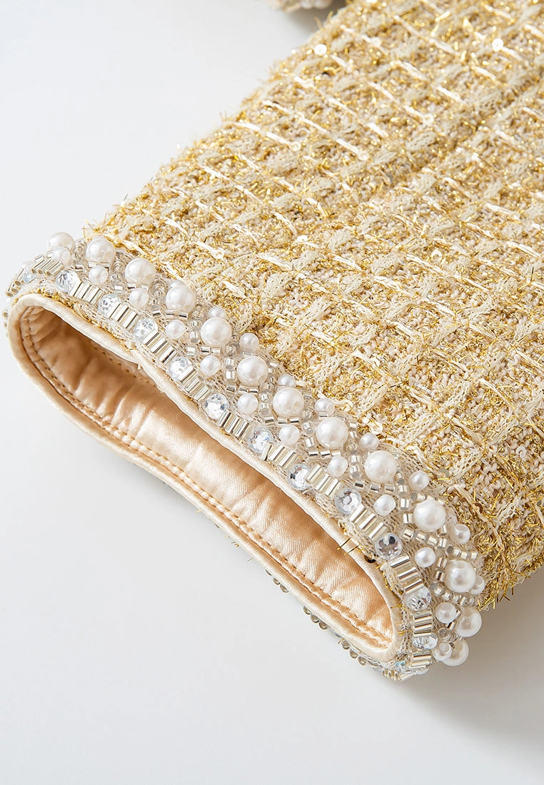 Lurex-detail Checked Embellished Cropped Jacket