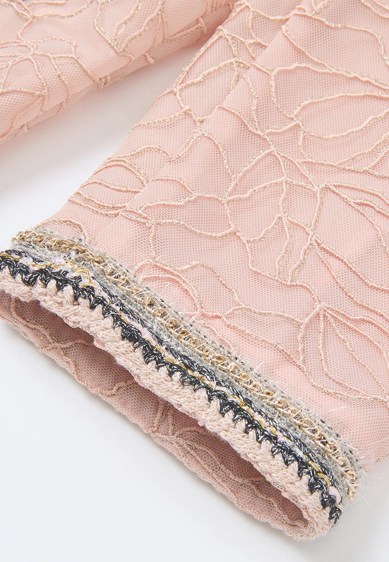 Lurex Embellished-trim Plant-embroidery Mesh Jacket