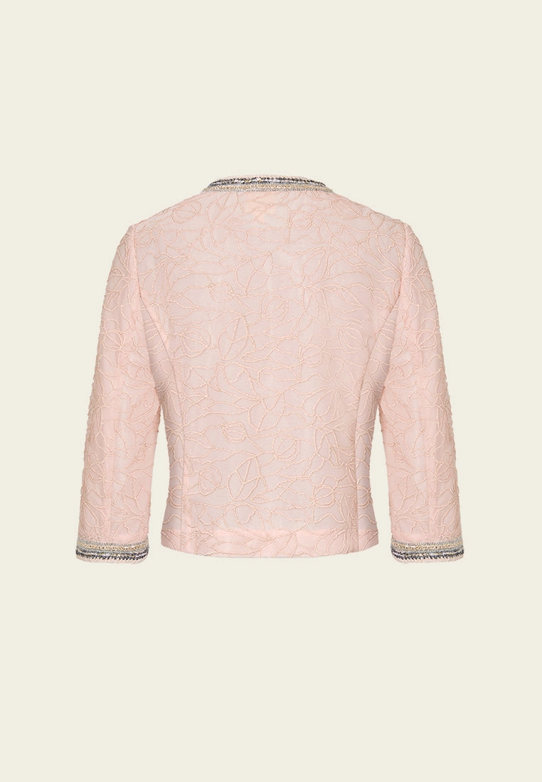 Lurex Embellished-trim Plant-embroidery Mesh Jacket