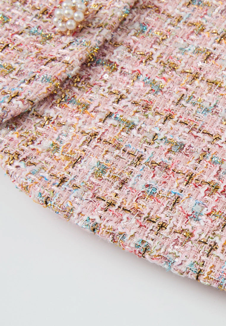 Lurex Mixed Tweeed Checked Embellished Jacket