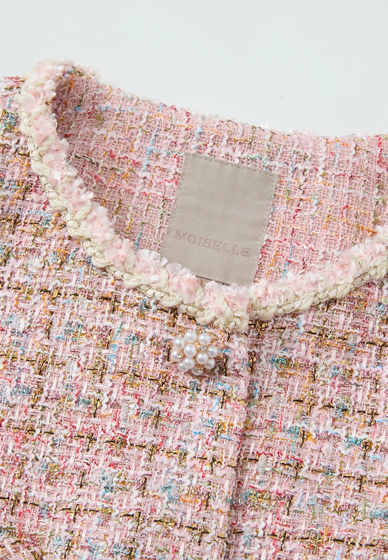 Lurex Mixed Tweeed Checked Embellished Jacket