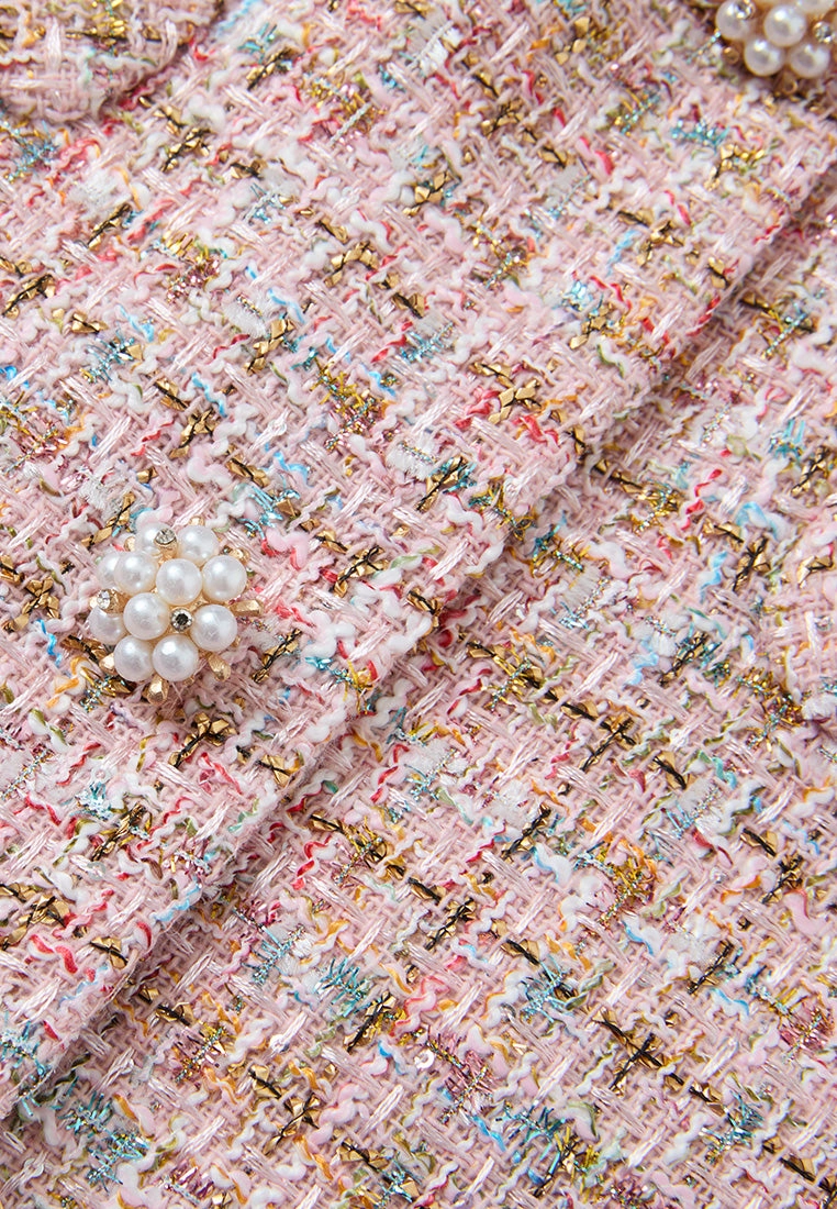 Lurex Mixed Tweeed Checked Embellished Jacket