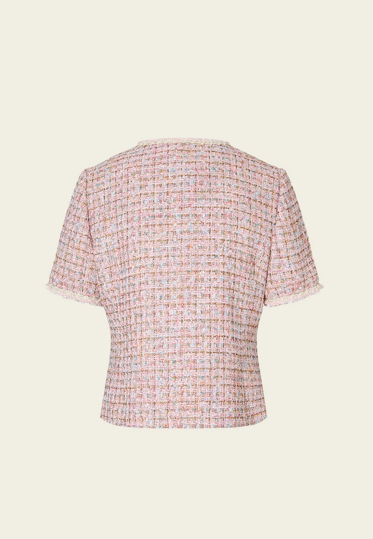 Lurex Mixed Tweeed Checked Embellished Jacket