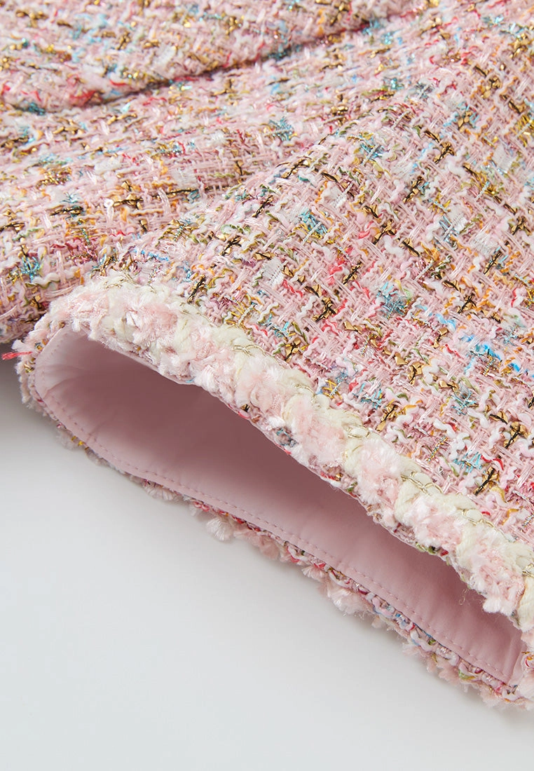 Lurex Mixed Tweeed Checked Embellished Jacket