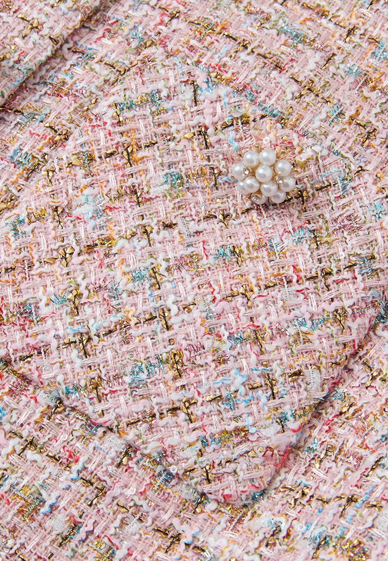 Lurex Mixed Tweeed Checked Embellished Jacket