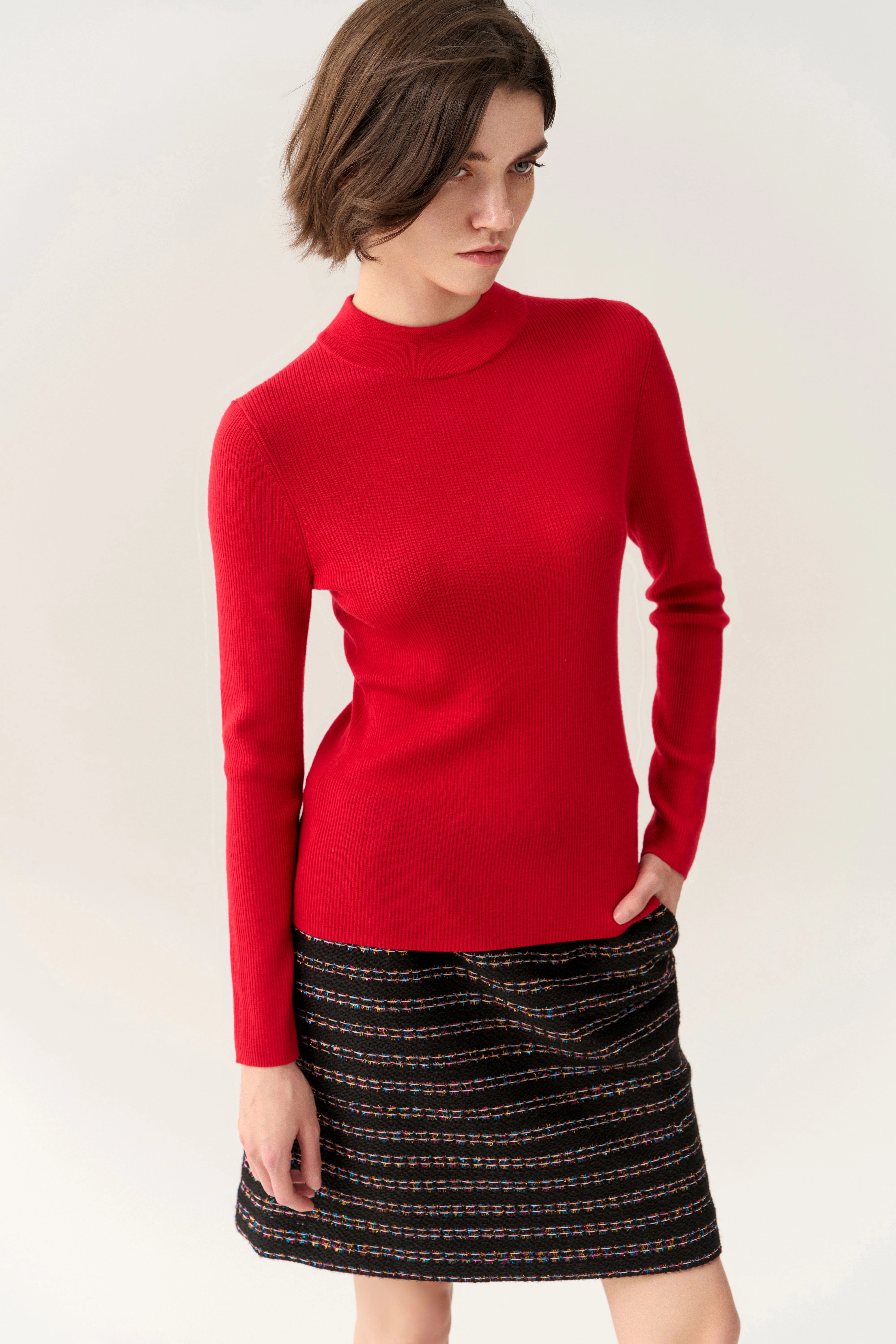 Lurex Striped Knee-length Skirt