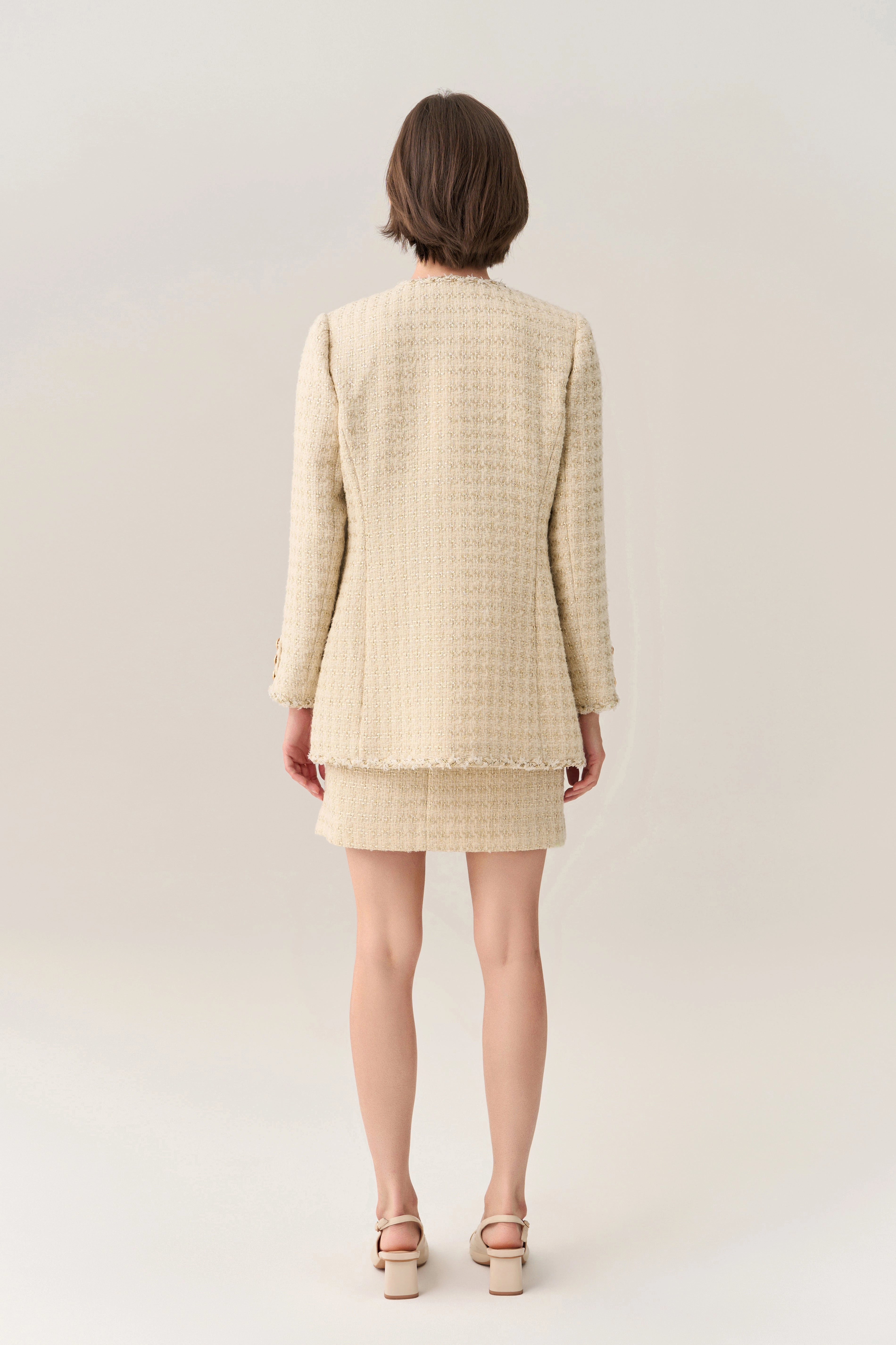 Lurex Stripped Braid-trim A-line Midi Coat
