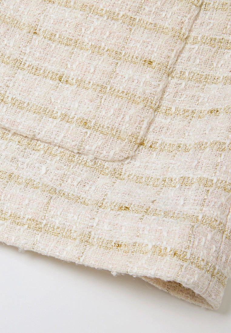 Lurex-stripped Pocketed Tweed Coat