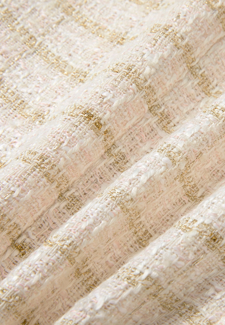 Lurex-stripped Pocketed Tweed Coat