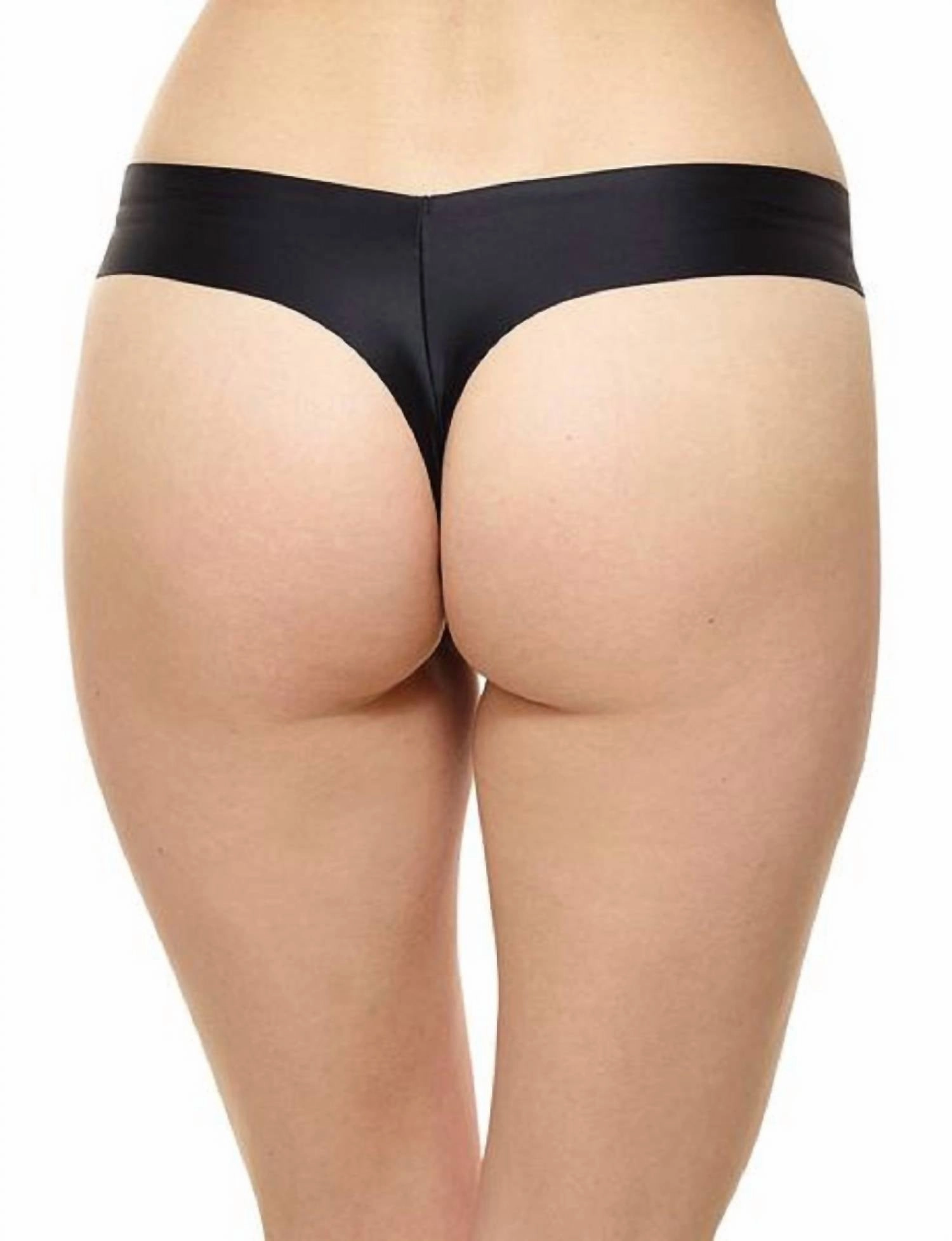Luxe Satin Thong Panty In Black