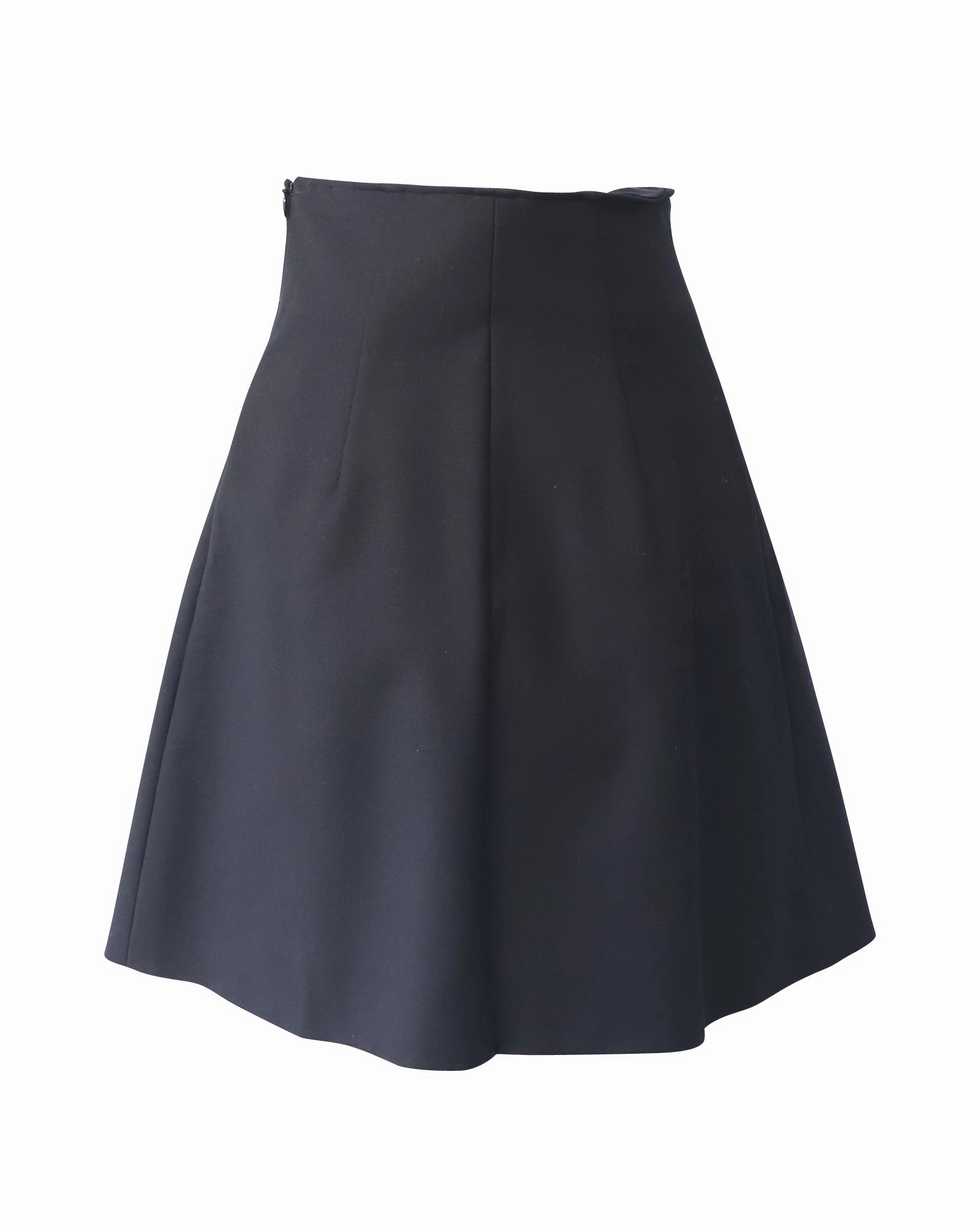 Maje Button Front Pleated Skirt in Black Cotton