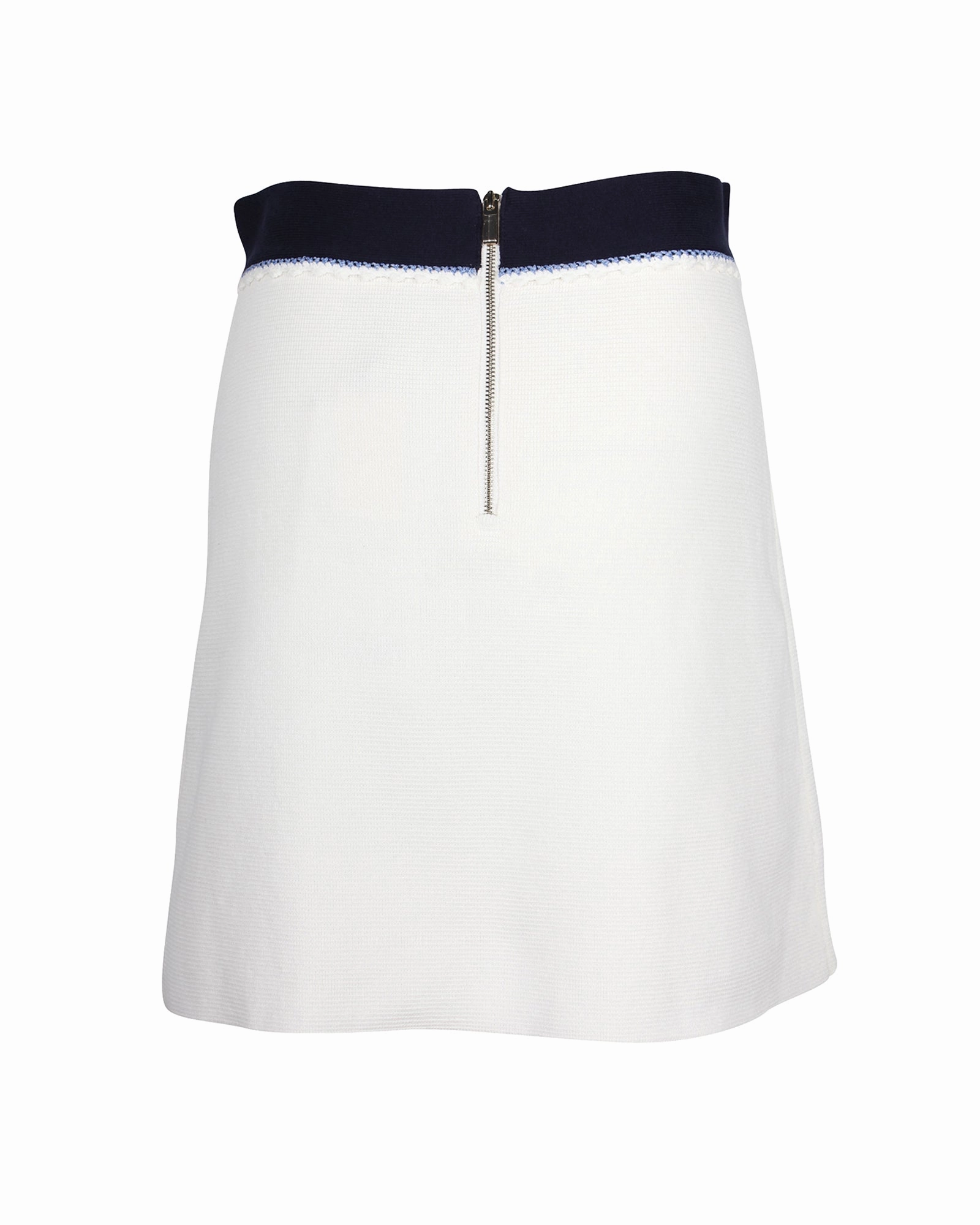 Maje Oliana Button-Embellished Two-Tone  Mini Skirt in Black and White Cotton