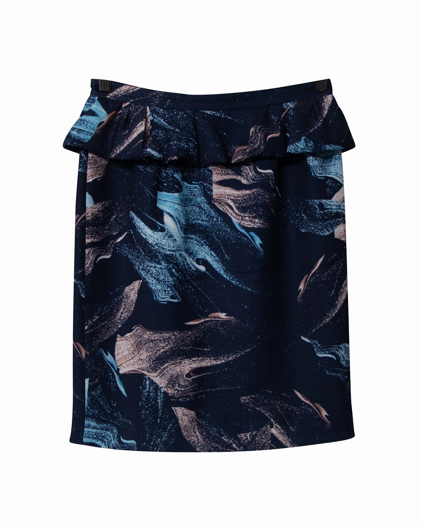 Maje Printed Peplum Pencil Skirt in Multicolor Polyester