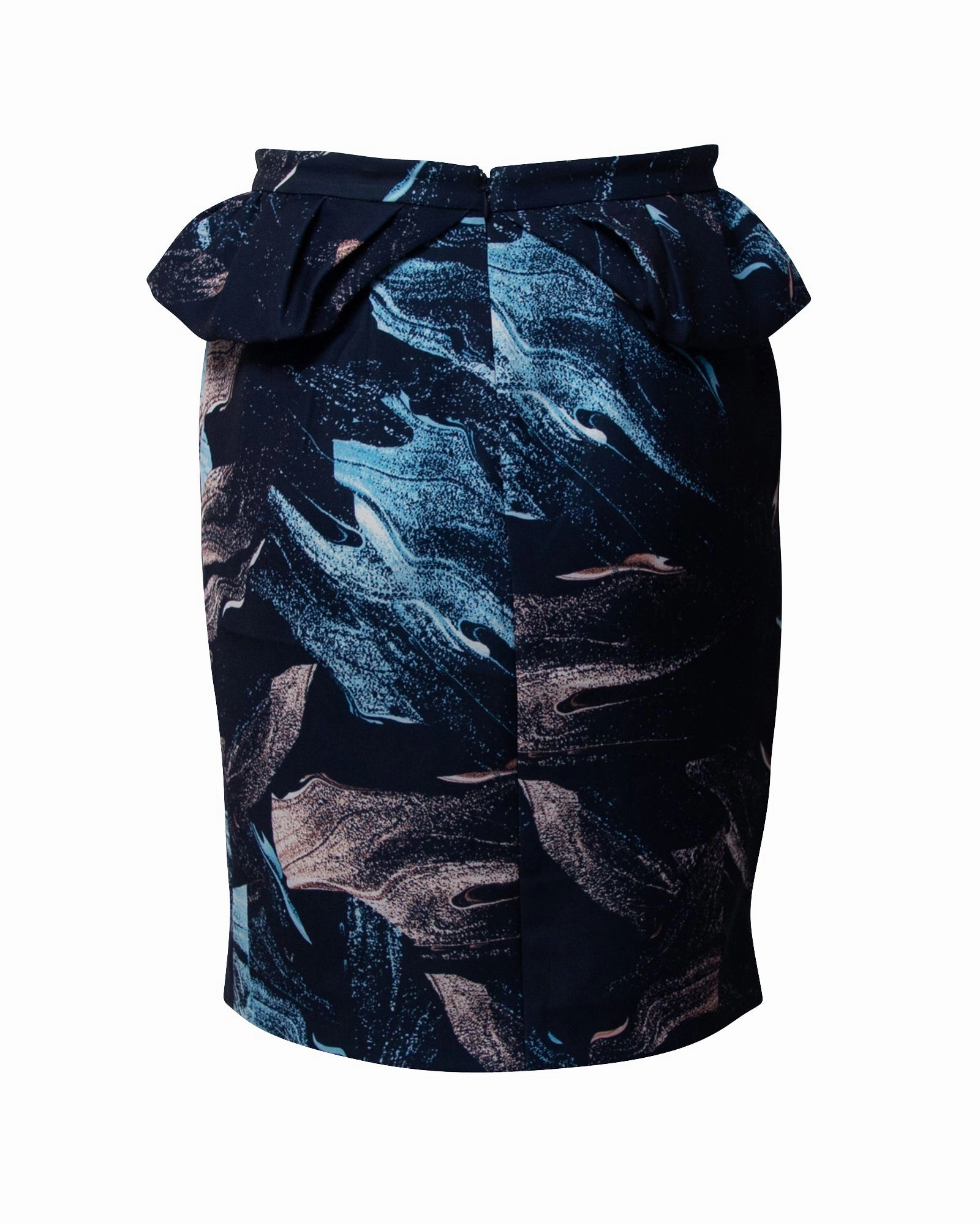 Maje Printed Peplum Pencil Skirt in Multicolor Polyester