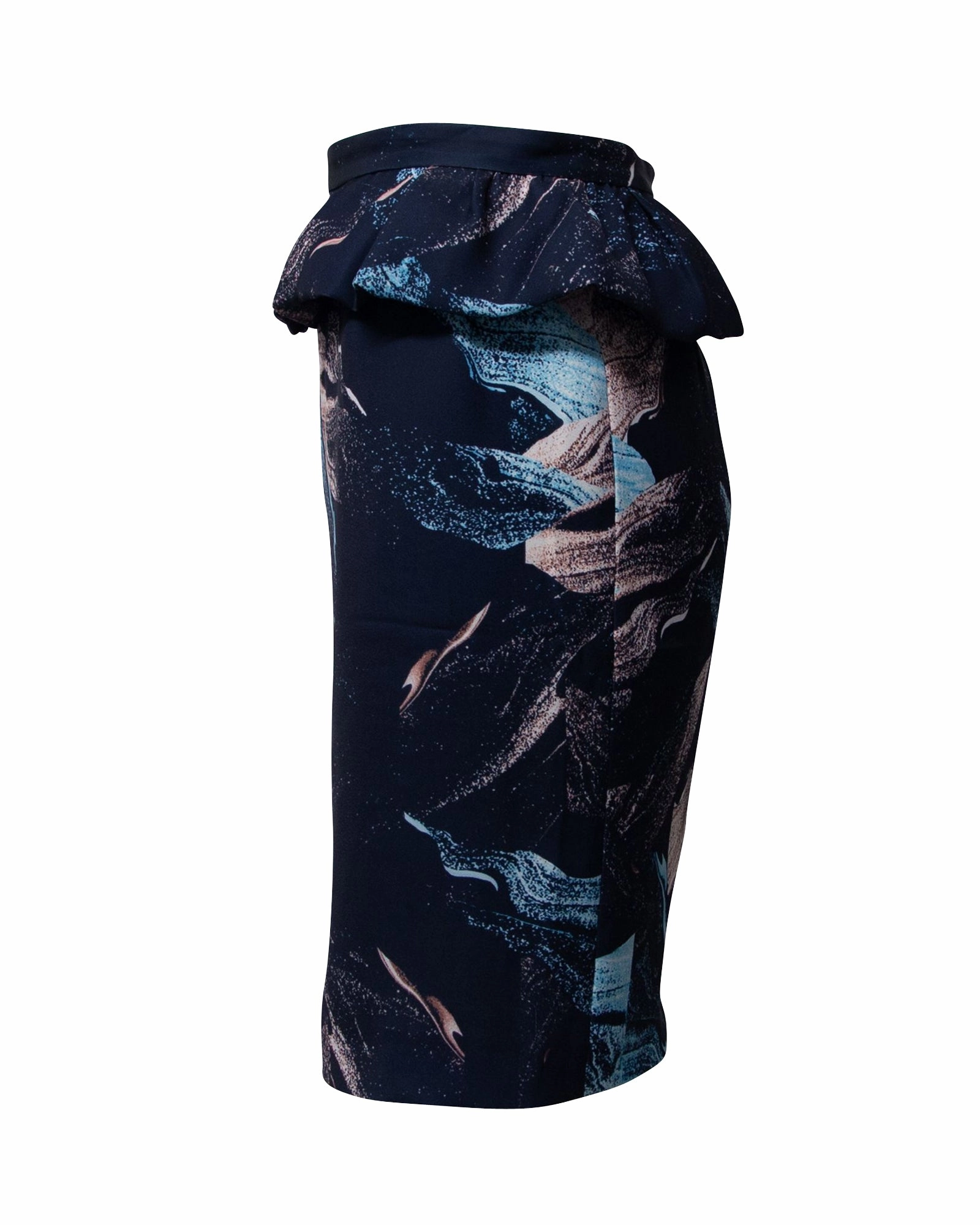 Maje Printed Peplum Pencil Skirt in Multicolor Polyester