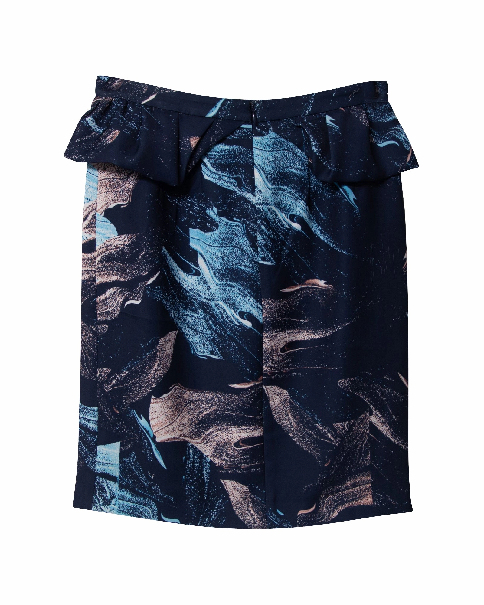 Maje Printed Peplum Pencil Skirt in Multicolor Polyester