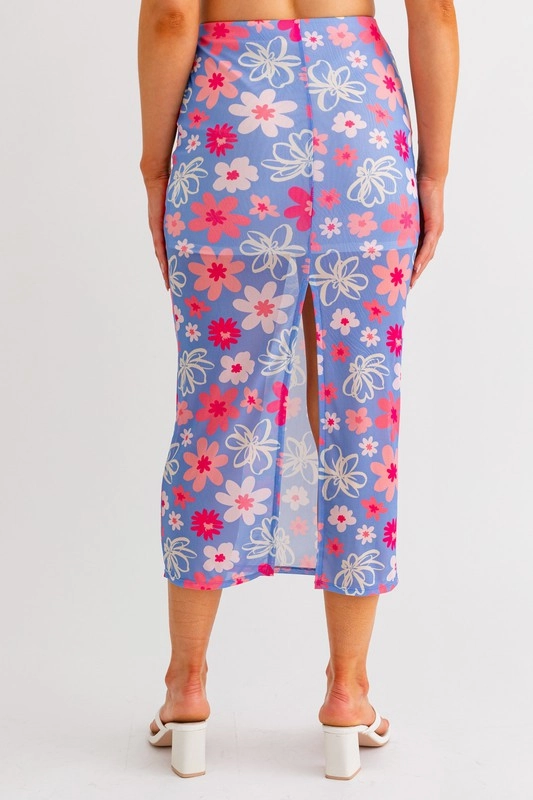Malibu Blooms Midi Skirt - Medium