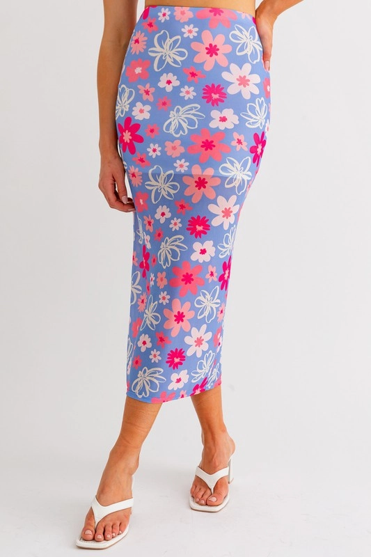 Malibu Blooms Midi Skirt - Medium