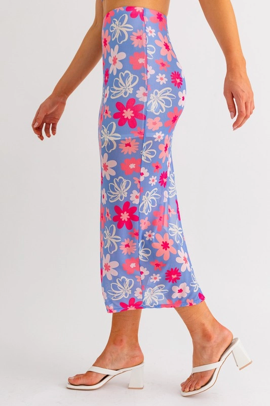 Malibu Blooms Midi Skirt - Medium