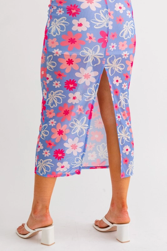 Malibu Blooms Midi Skirt - Medium