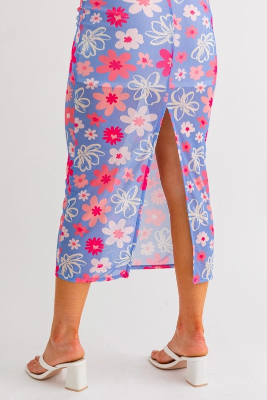 Malibu Blooms Midi Skirt - Medium
