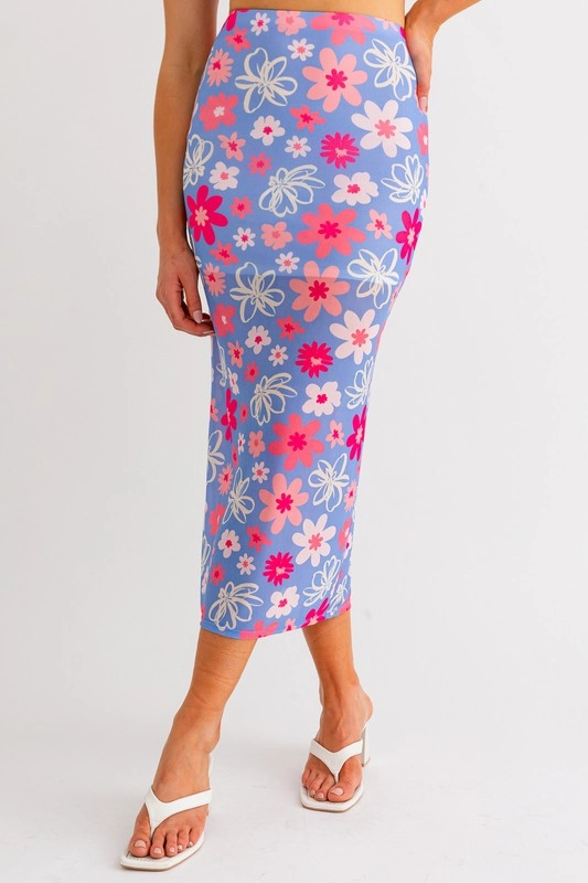Malibu Blooms Midi Skirt - Medium