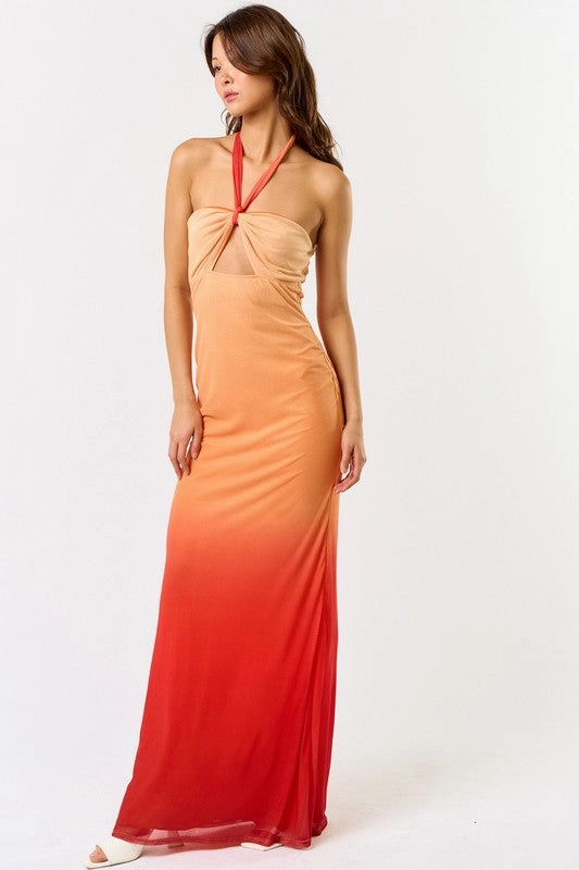Malibu Sunset Halter Maxi Dress