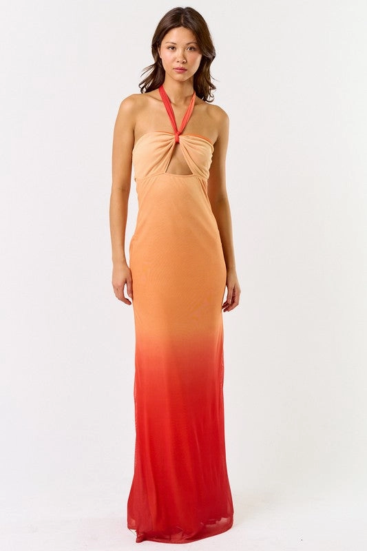 Malibu Sunset Halter Maxi Dress