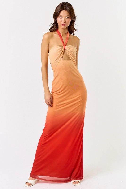 Malibu Sunset Halter Maxi Dress