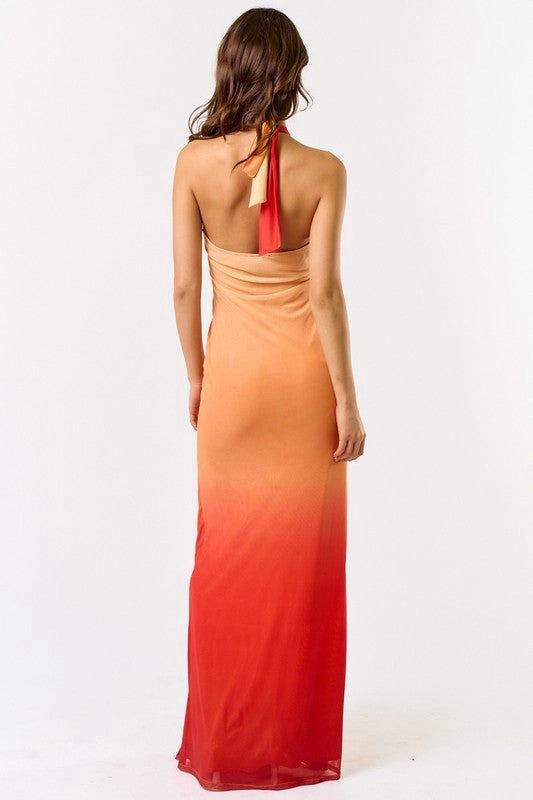 Malibu Sunset Halter Maxi Dress