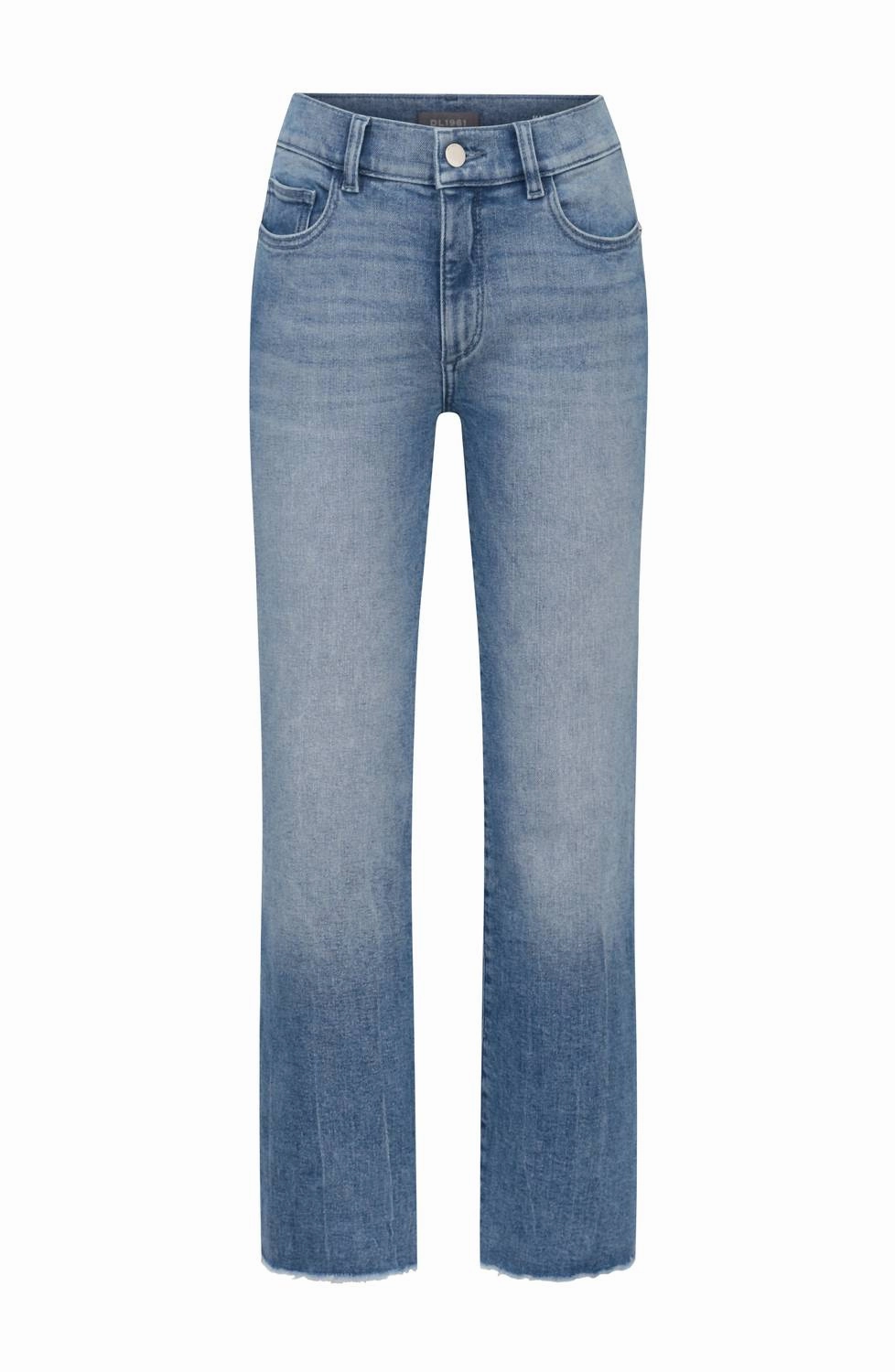 Mara Straight Mid Rise Instasculpt Ankle Jean In Dark Riviera Frayed