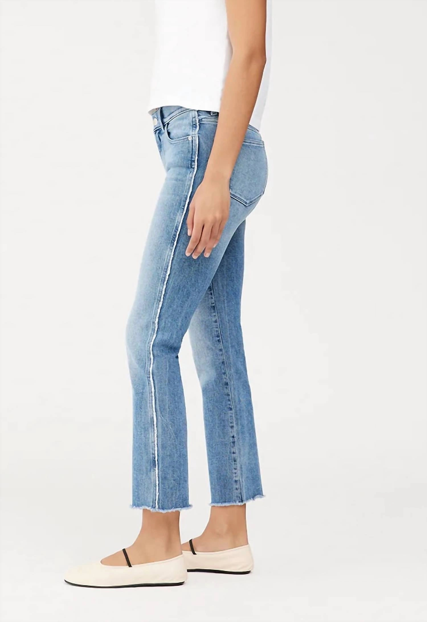 Mara Straight Mid Rise Instasculpt Ankle Jean In Dark Riviera Frayed