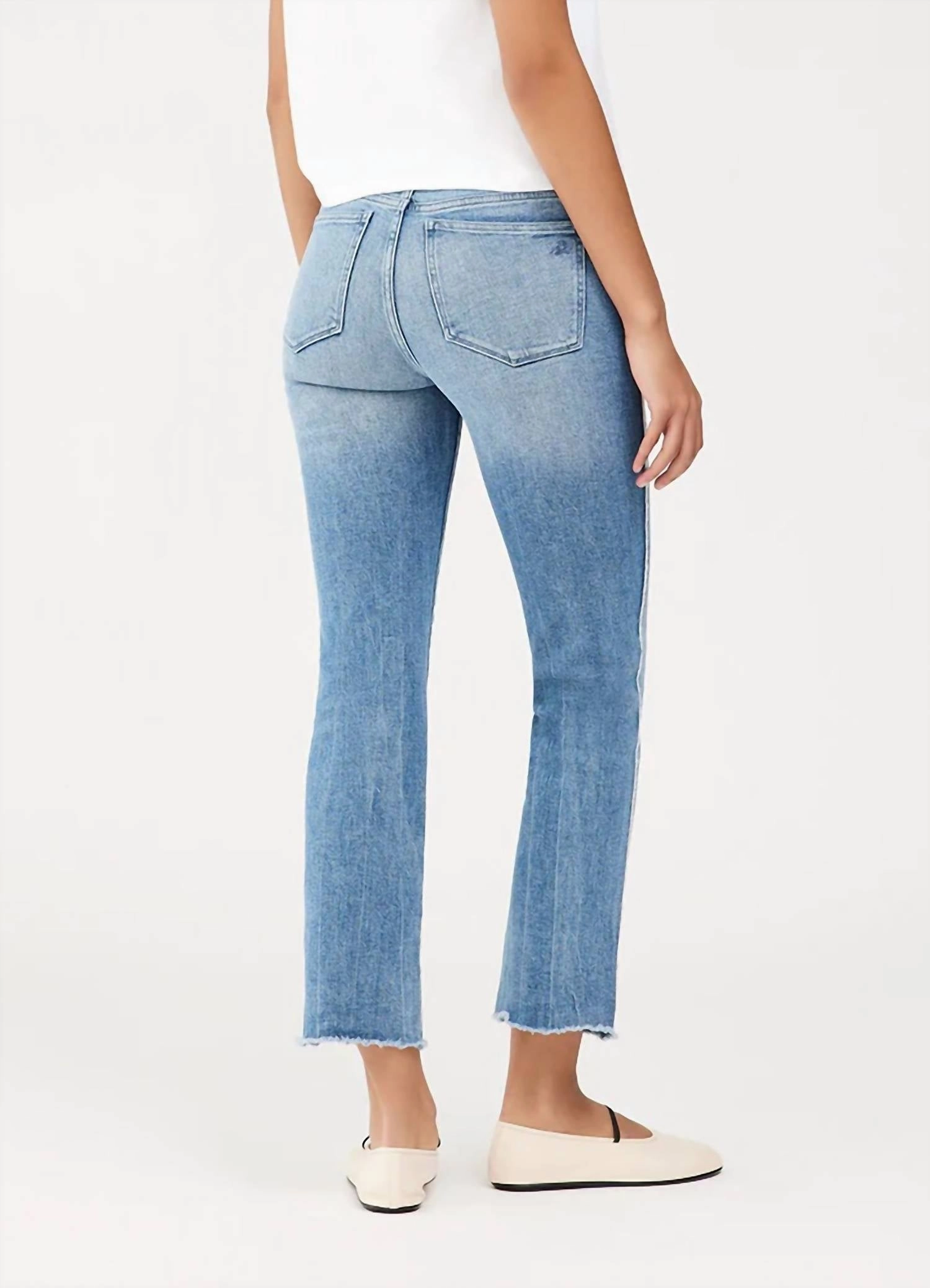 Mara Straight Mid Rise Instasculpt Ankle Jean In Dark Riviera Frayed