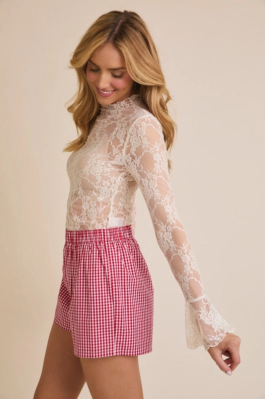 Marais Mock Neck Lace Top