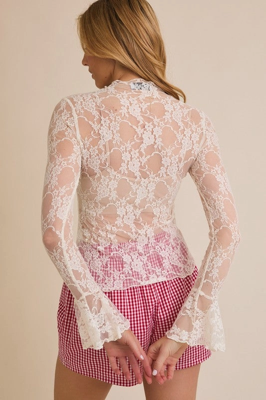 Marais Mock Neck Lace Top