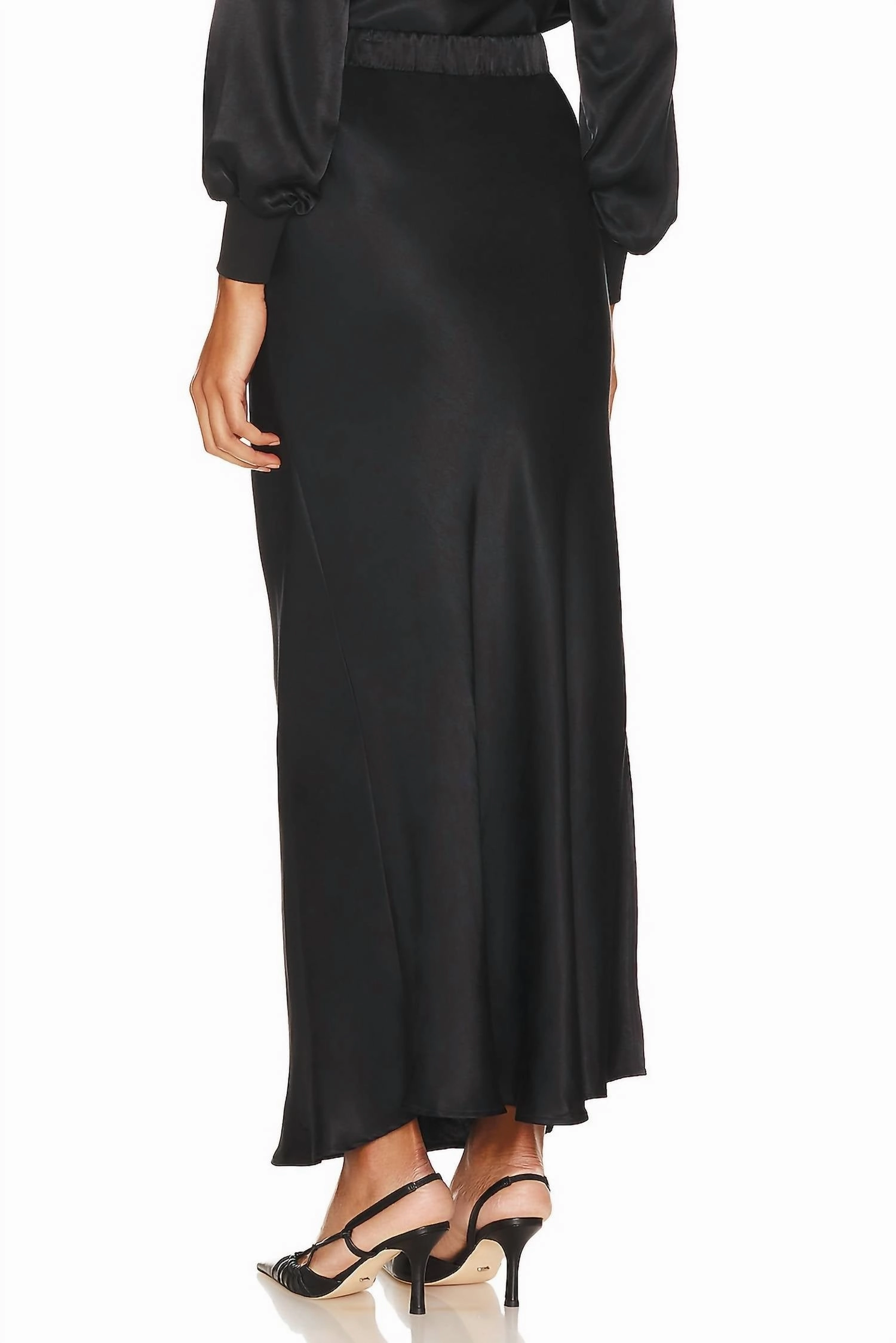 Maribel Bias Skirt With Slit In Black