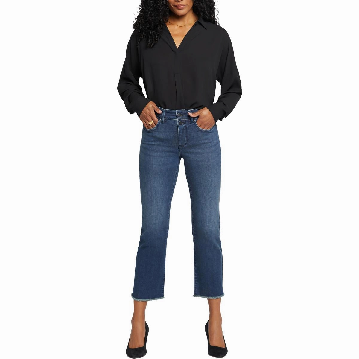 Marilyn Womens Frayed Hem Denim Ankle Jeans
