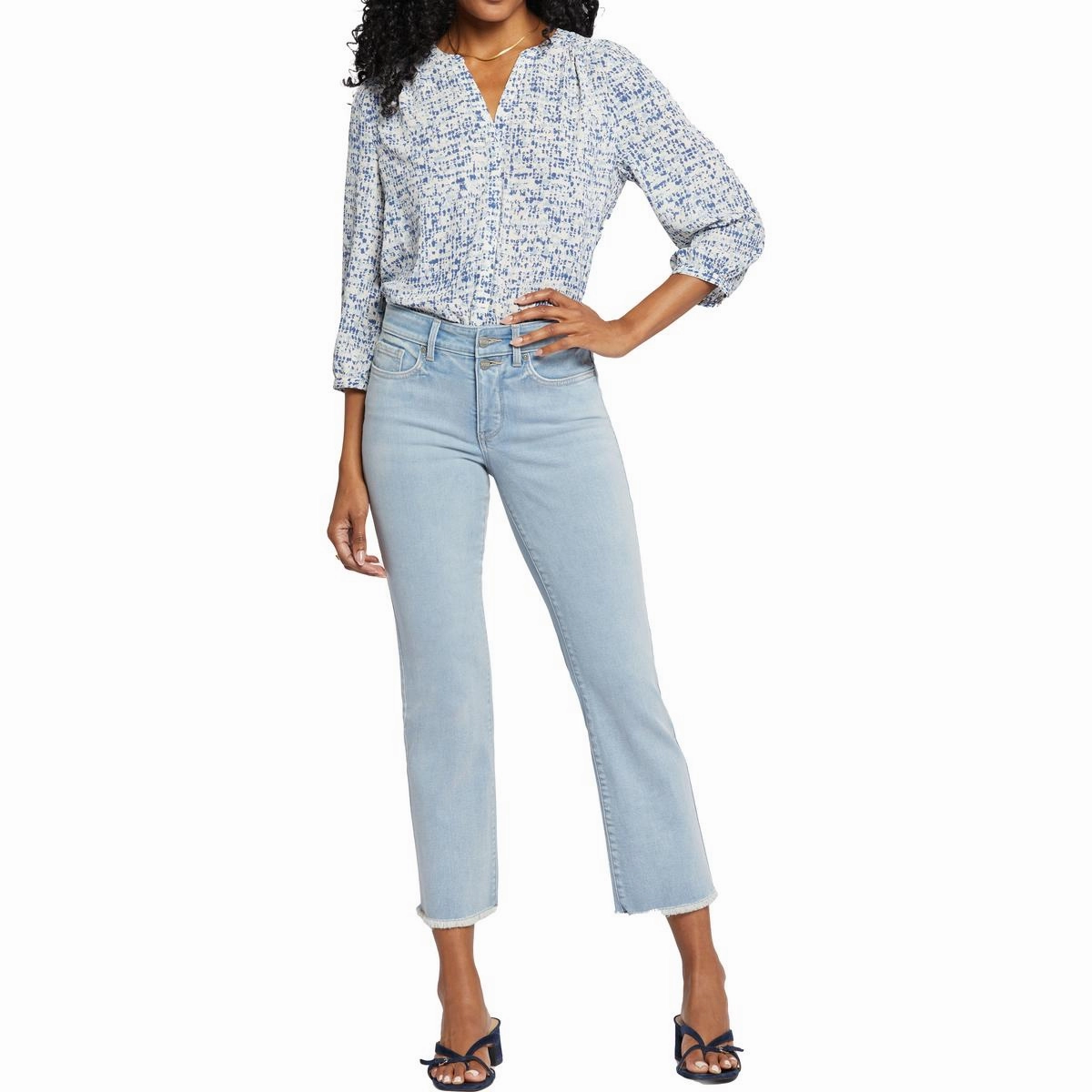 Marilyn Womens Frayed Hem Denim Ankle Jeans