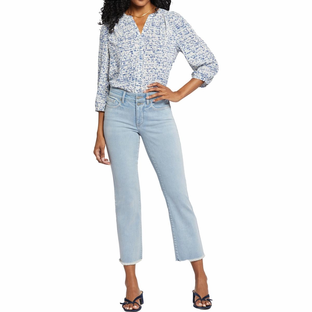 Marilyn Womens Frayed Hem Denim Ankle Jeans
