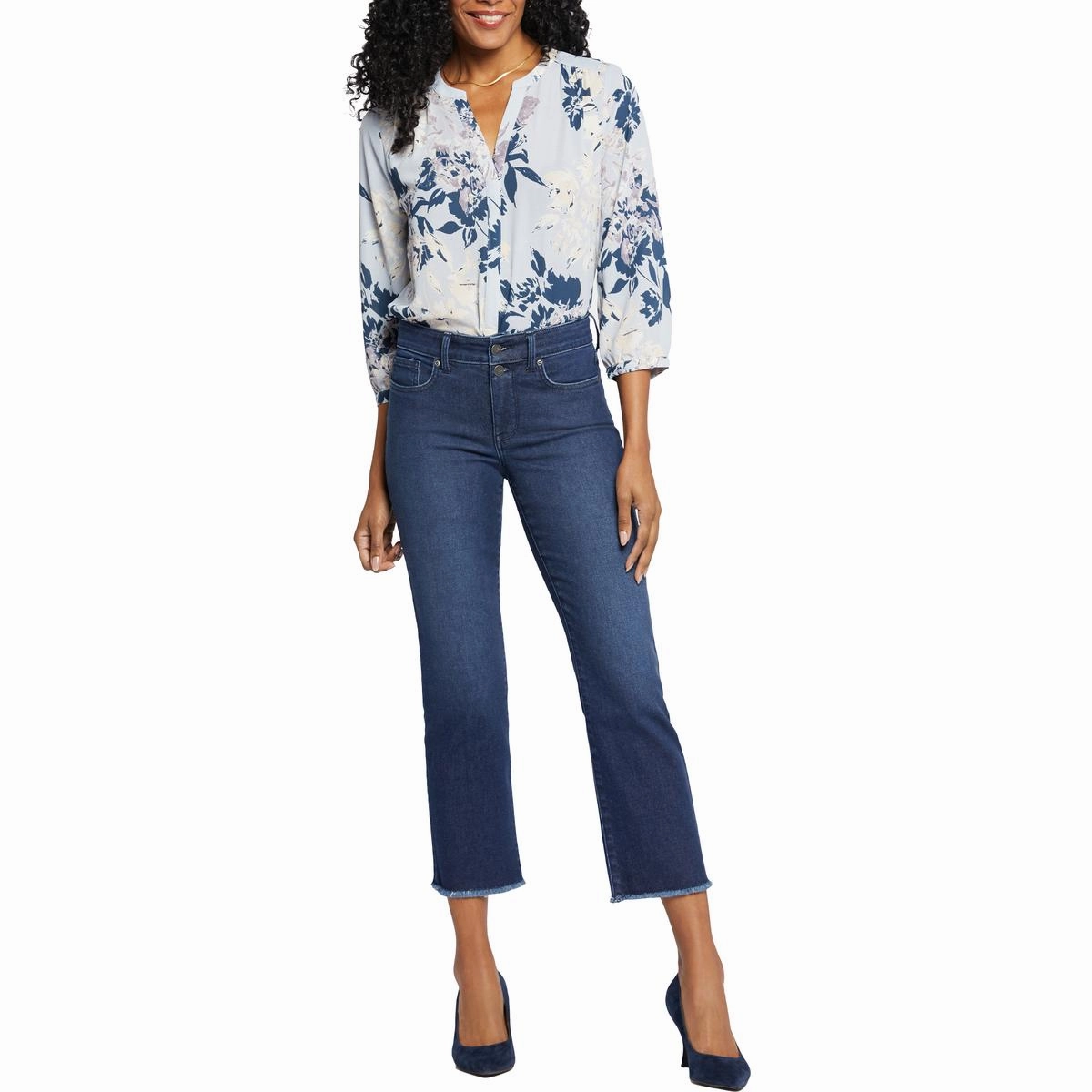 Marilyn Womens Frayed Hem Denim Ankle Jeans