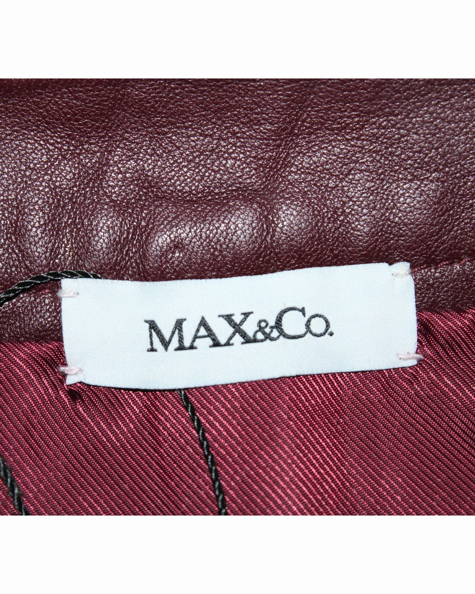 Max & Co Scallop Hem Skirt in Burgundy Leather