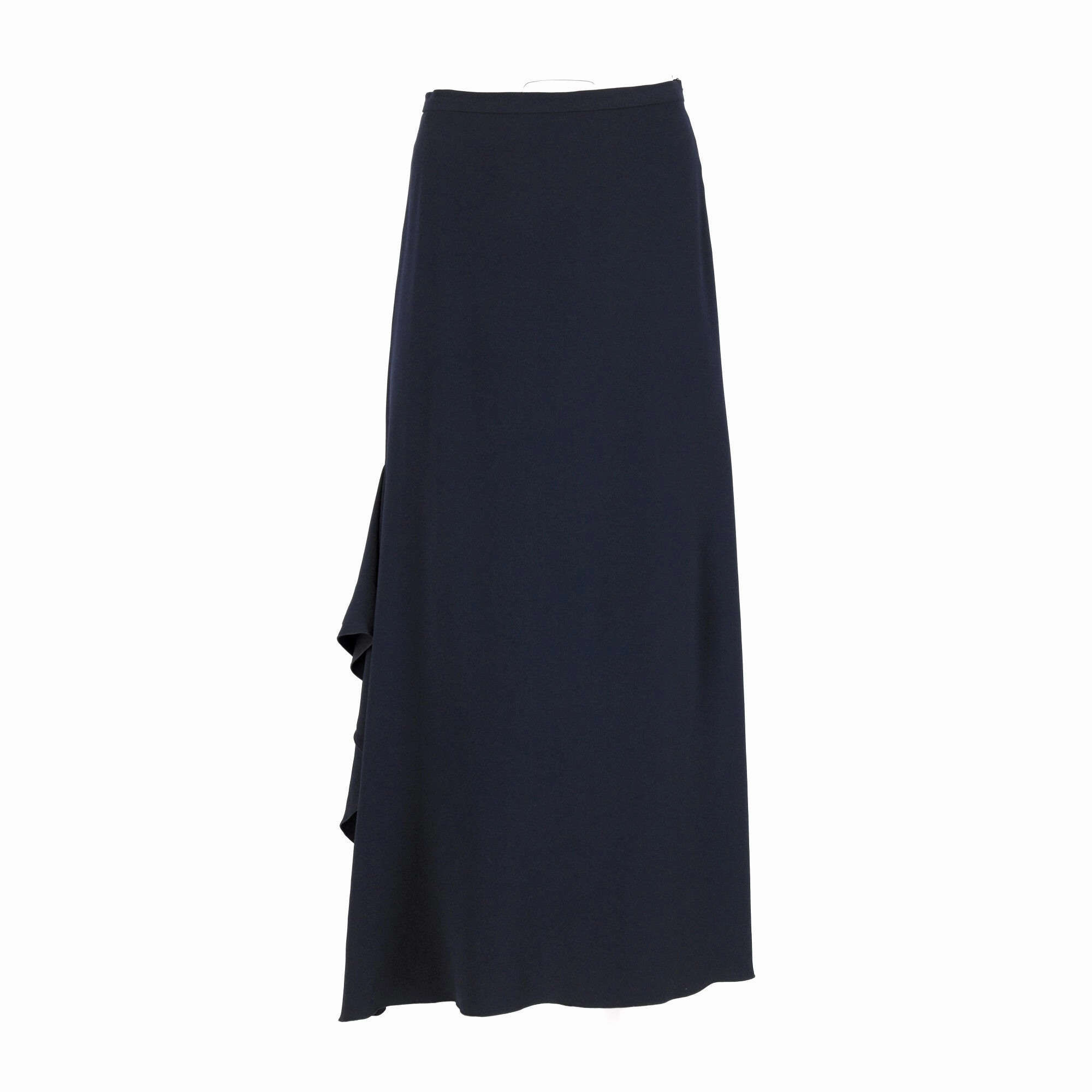 Max Mara Ruffled Maxi Skirt in Navy Blue Wool